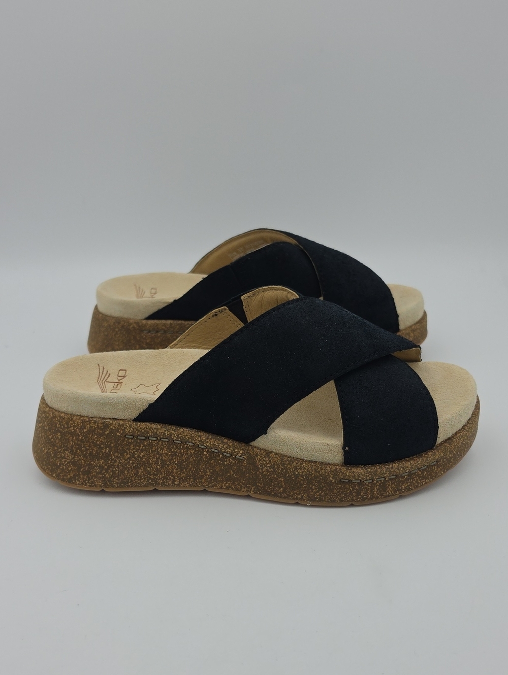 EU 37 (US 6.5-7) Bridget Black Leather Crossover Slide Sandals Dansko 7012100300